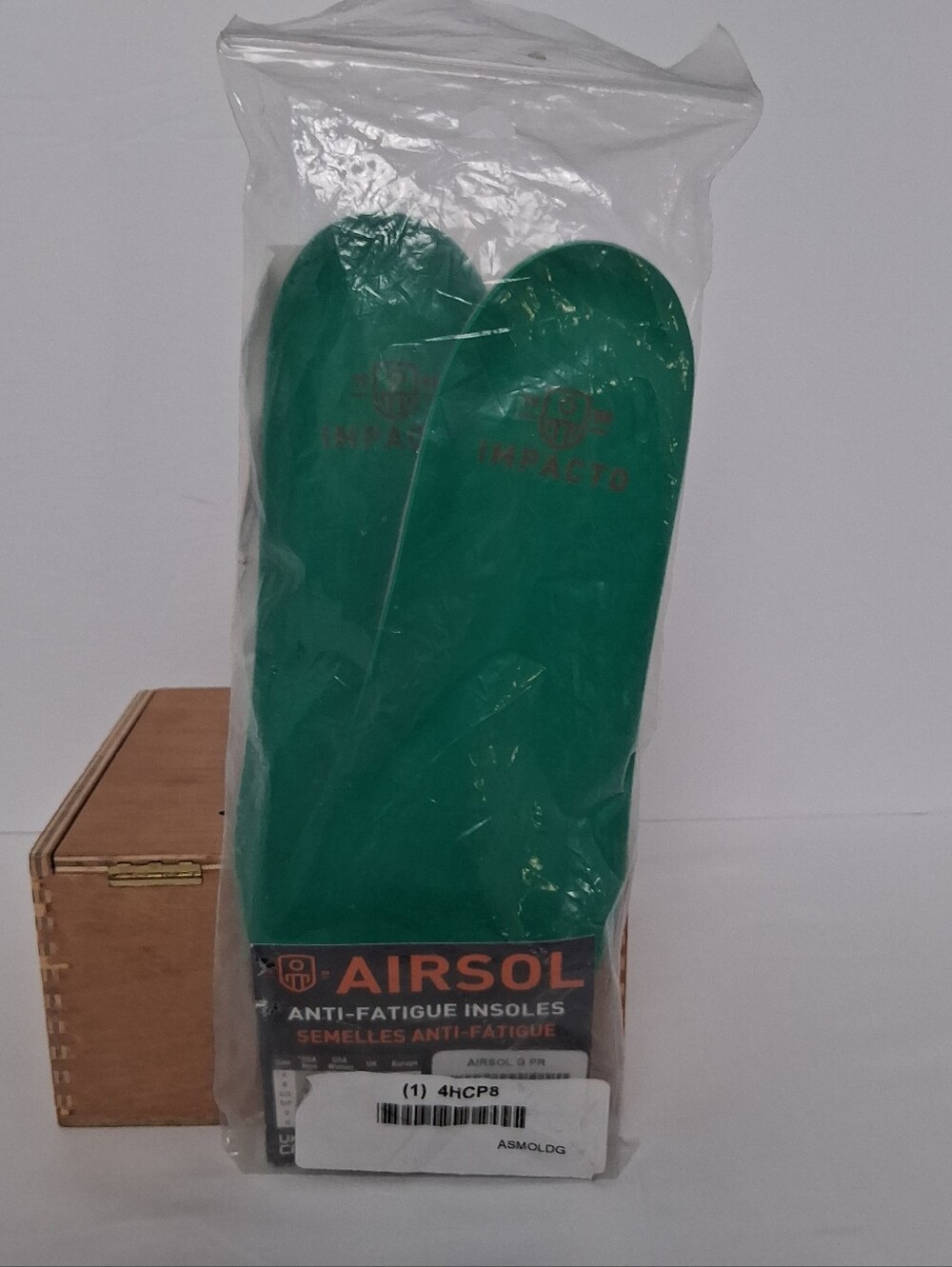 Impacto Airsol Anti-Fatigue Flat Insoles G Size 11-12.5 US Mens Green